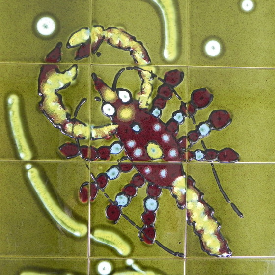 Image 1 of Table en carreaux de faïence Adri avec motif de mer, 1960s