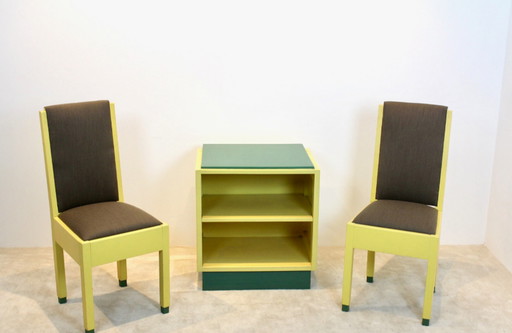 Dutch Modernism Chairs and Cabinet by Jan den Drijver for ‘De Stijl’