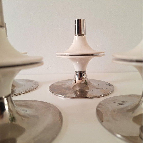 Image 1 of Rare 4X White 1960S Nagel By Werner Stoff Candle Holders 