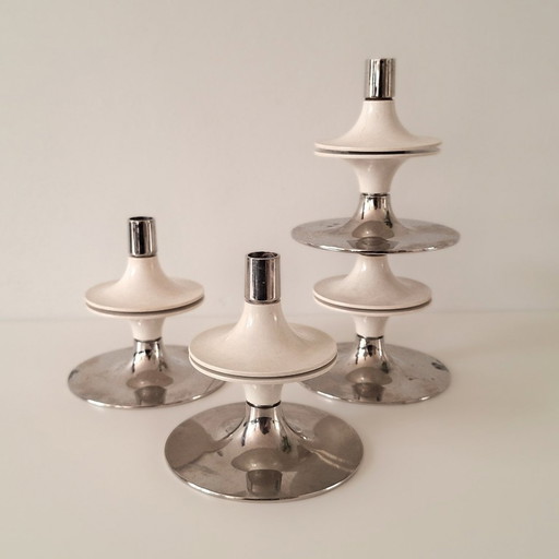 Rare 4X White 1960S Nagel By Werner Stoff Candle Holders 