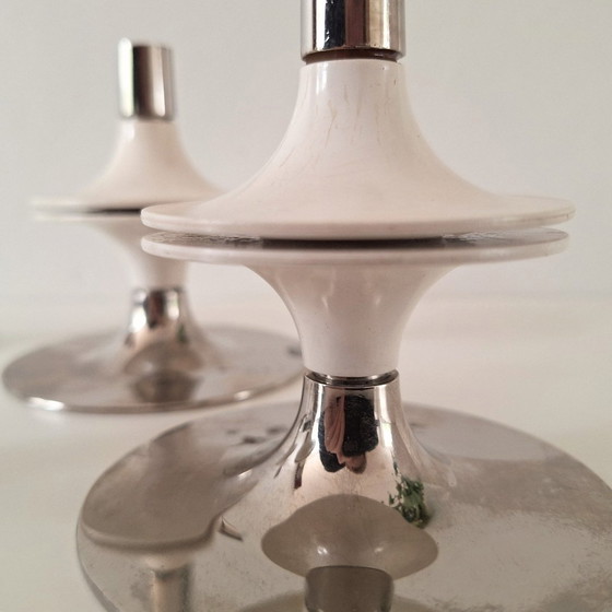 Image 1 of Rare 4X White 1960S Nagel By Werner Stoff Candle Holders 