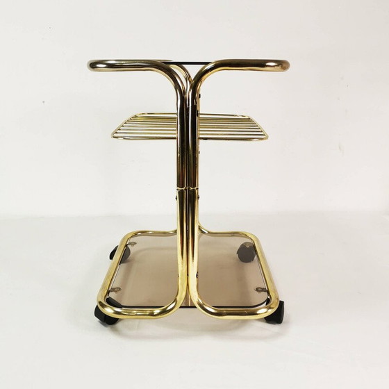 Image 1 of Vintage side table in brass-plated metal and glass, Germany 1970