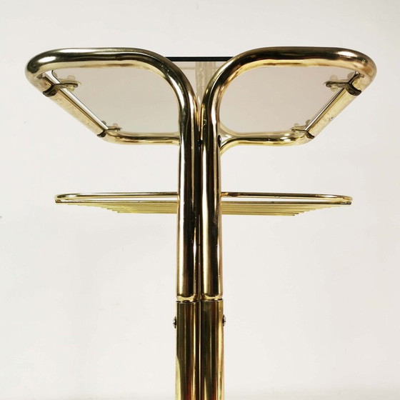 Image 1 of Vintage side table in brass-plated metal and glass, Germany 1970