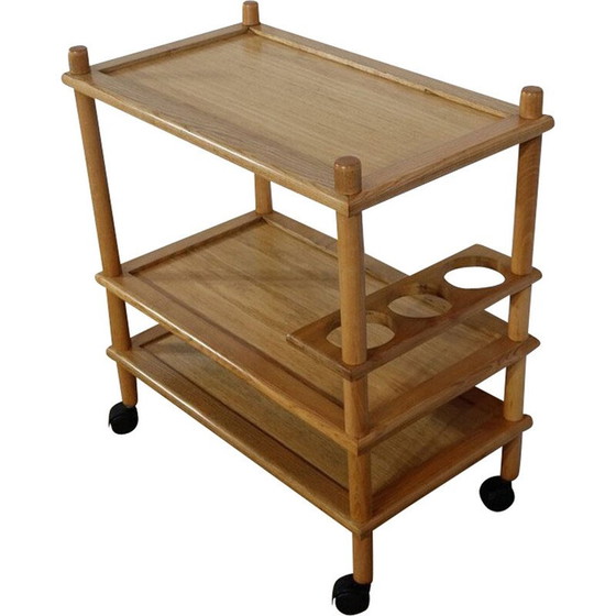 Image 1 of Vintage serving table with three trays on wheels, 1960s-1970s