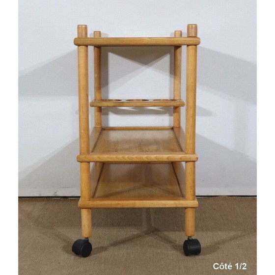 Image 1 of Vintage serving table with three trays on wheels, 1960s-1970s