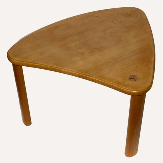 Image 1 of Scandinavian Pine Kidney Shaped Triangle Side Or Coffee Table, 1970S