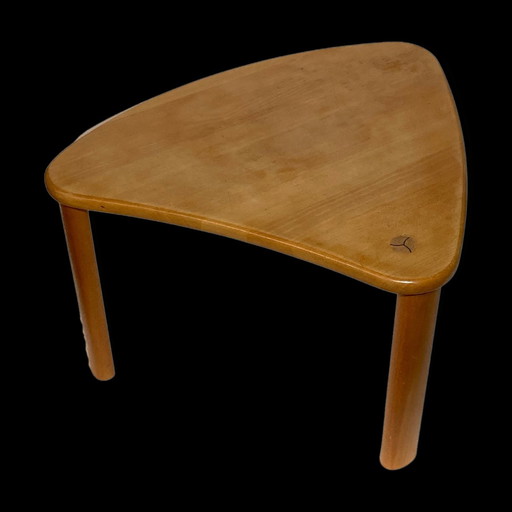 Scandinavian Pine Kidney Shaped Triangle Side Or Coffee Table, 1970S