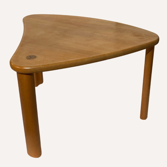 Image 1 of Scandinavian Pine Kidney Shaped Triangle Side Or Coffee Table, 1970S