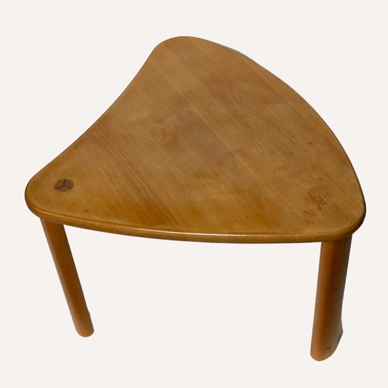 Image 1 of Scandinavian Pine Kidney Shaped Triangle Side Or Coffee Table, 1970S