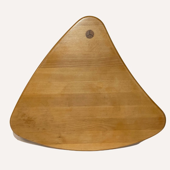 Image 1 of Scandinavian Pine Kidney Shaped Triangle Side Or Coffee Table, 1970S