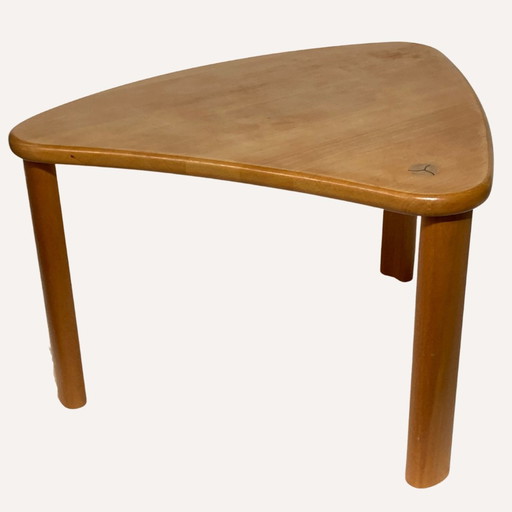 Scandinavian Pine Kidney Shaped Triangle Side Or Coffee Table, 1970S