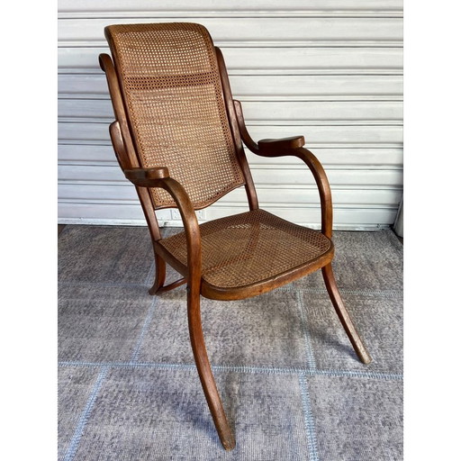 Vintage wood and rattan armchair by Michael Thonet, 1865