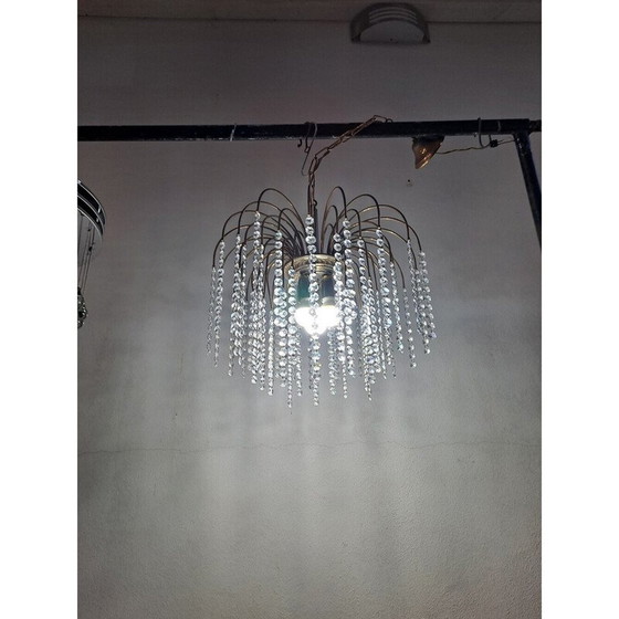 Image 1 of Vintage chandelier in the shape of a waterfall in gilded Murano glass, Italy 1960s