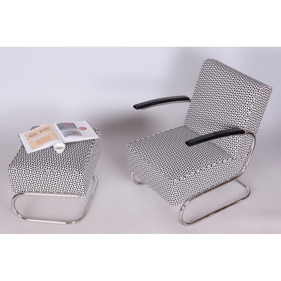 Image 1 of Vintage Bauhaus armchair with steel ottoman for Mücke-Melder, Czechoslovakia 1930