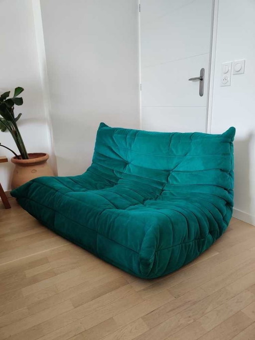 Canape Togo Two Seater Alcantara Blue Green