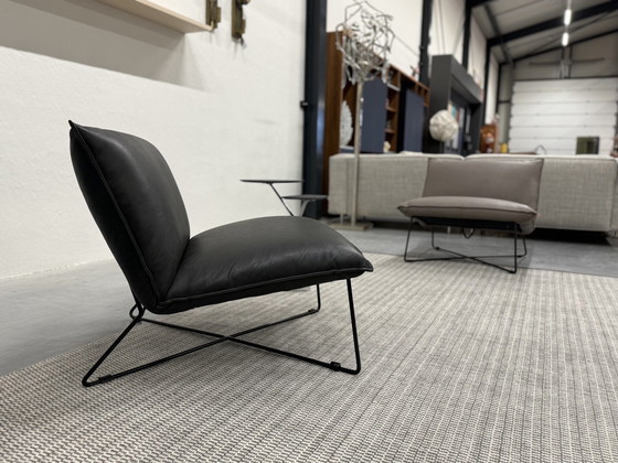 Image 1 of Poltrona Earl di Jess Design in pelle Bonanza nera