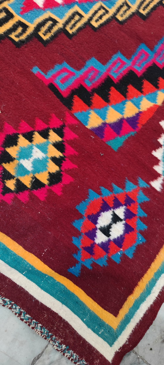 Image 1 of Handmade Natural Wool Berber Kilim Rug