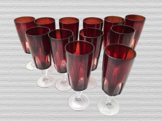 Image 1 of 12 Cut Crystal Champagne Flutes