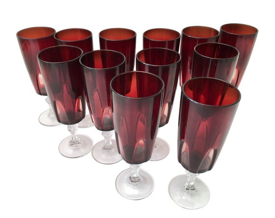 Image 1 of 12 Cut Crystal Champagne Flutes