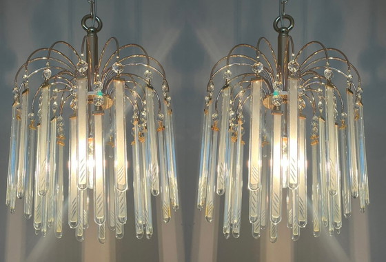 Image 1 of Set of 6 Glass Plates Panels Pendant Lamps Vintage Murano
