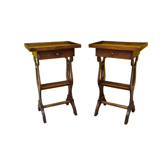 Image 1 of 2x tables d'appoint en bois d'arbre fruitier français