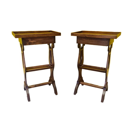 Image 1 of 2x tables d'appoint en bois d'arbre fruitier français