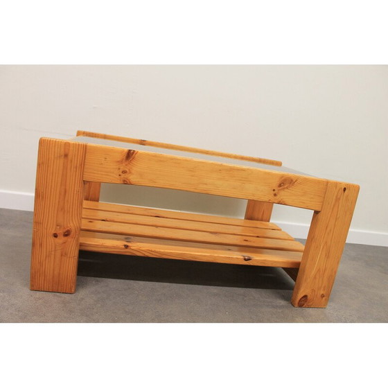 Image 1 of Vintage pine and smoked glass coffee table, 1970