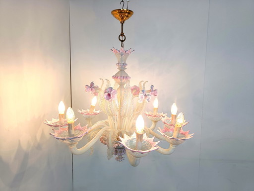 Vintage floral glass chandelier