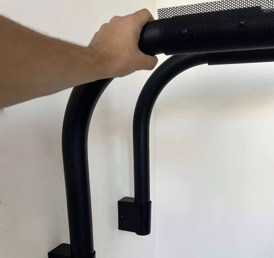 Image 1 of 2X Black And Perforated Tubular Metal Wall Lights By Parscot, France 1980