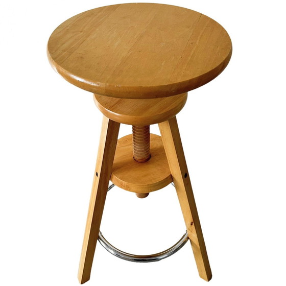 Image 1 of Sgabello da vasaio regolabile vintage, legno naturale