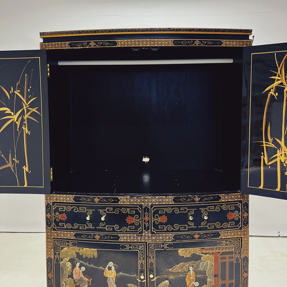 Image 1 of Chinese Wedding Cabinet In Black Lacquer