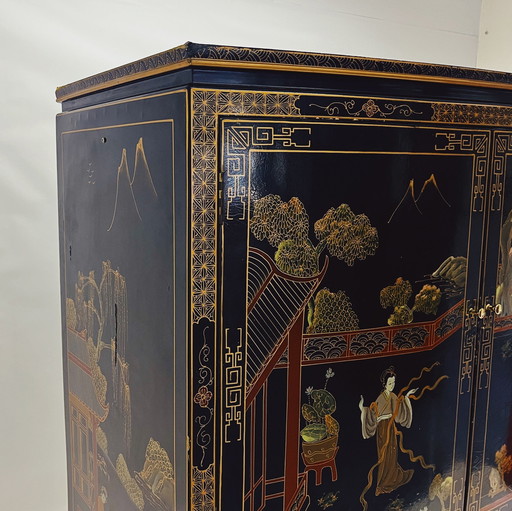 Chinese Wedding Cabinet In Black Lacquer