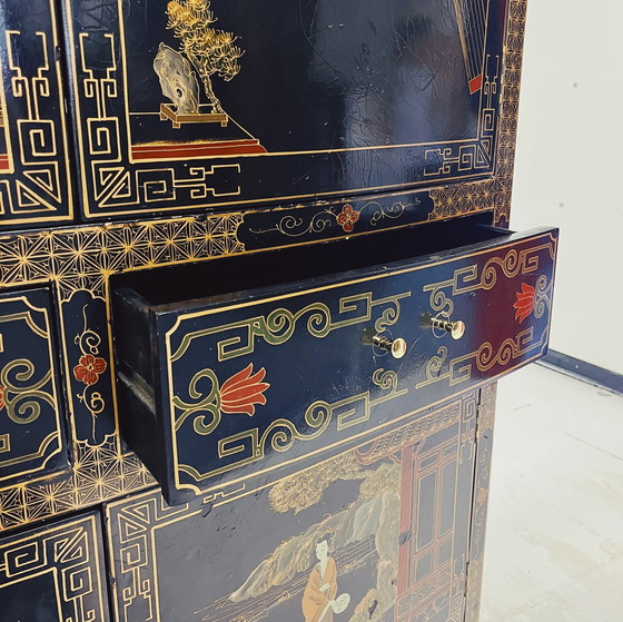 Image 1 of Chinese Wedding Cabinet In Black Lacquer