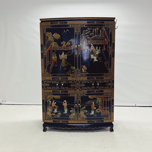 Chinese Wedding Cabinet In Black Lacquer