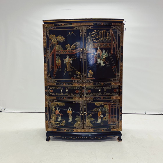 Image 1 of Chinese Wedding Cabinet In Black Lacquer