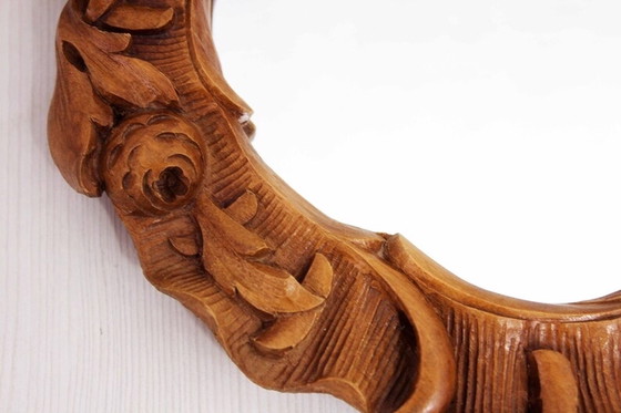 Image 1 of Carved wooden hand mirror