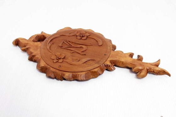 Image 1 of Carved wooden hand mirror