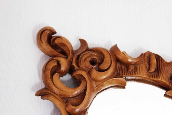 Image 1 of Carved wooden hand mirror