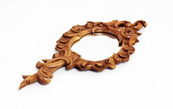 Image 1 of Carved wooden hand mirror