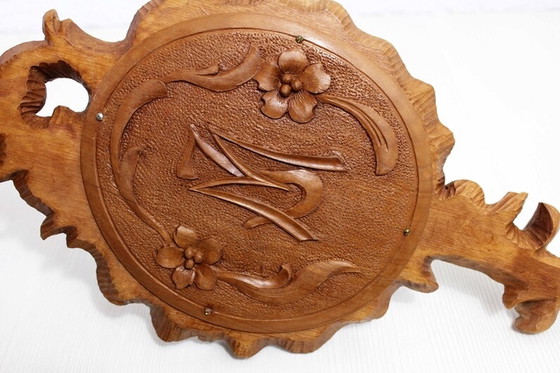 Image 1 of Carved wooden hand mirror