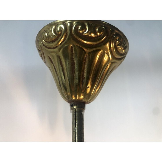 Image 1 of Lampadario vintage a forma di corona in ottone dorato e cristallo, 1970