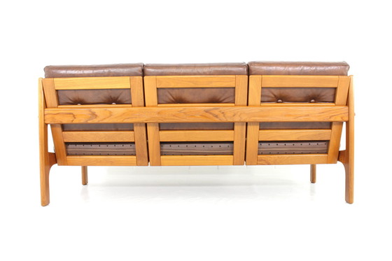 Image 1 of Top Danish Mid - Century Sofa and Lounge Chair / Armchair Set in leather and teakwood