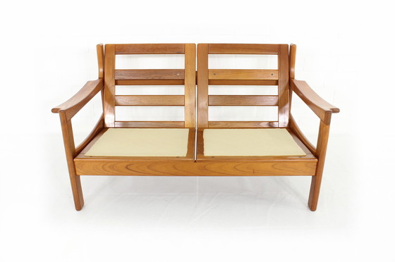 Image 1 of Top Danish Mid - Century Sofa and Lounge Chair / Armchair Set in leather and teakwood