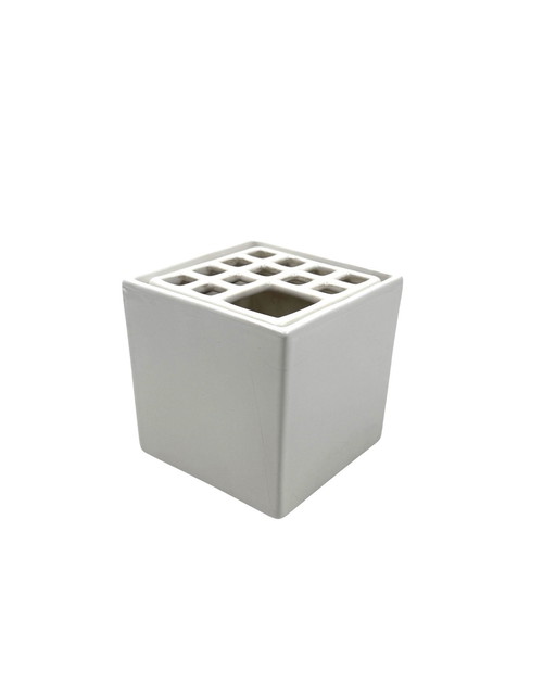 Studio Opi, White Space Age Mod. Ikebana A Ceramic Vase / Ashtray, Gabbianelli Italy Ca. 1970