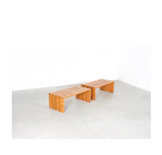 Image 1 of 2x French pinewood benches