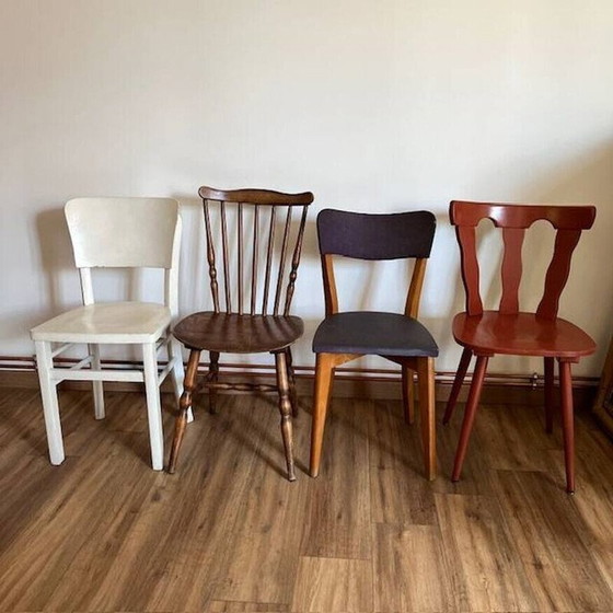 Image 1 of Set of 4 mismatched vintage chairs