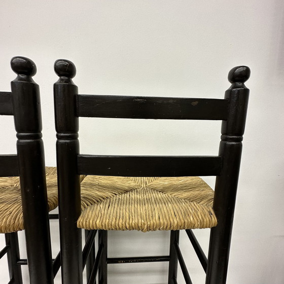 Image 1 of Set Of 2 Solid Wooden Bar Stools , 1970'S