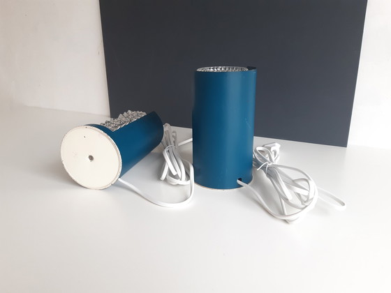 Image 1 of Set Of 2 Gorgeous Glass Mcm Bed Lamps