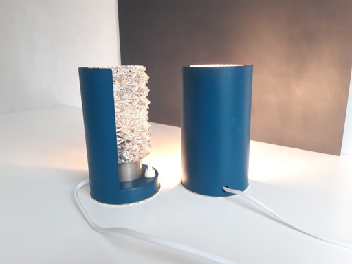 Set Of 2 Gorgeous Glass Mcm Bed Lamps