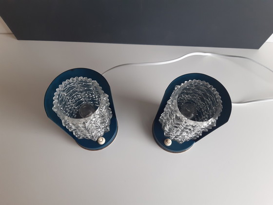 Image 1 of Set Of 2 Gorgeous Glass Mcm Bed Lamps